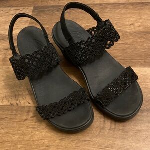 Cale by Skechers Women's Black Sandals with Intricate Straps